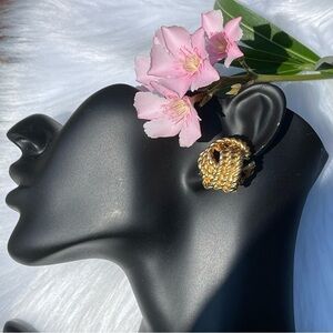VINTAGE Carolee GoldTone Braided Rope Knot Clip On Earrings